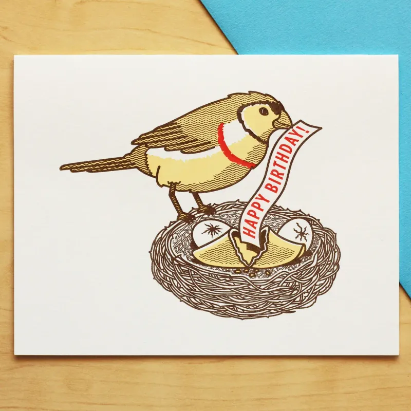 Good Fortune Happy Birthday Letterpress Card