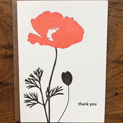 Thank You Poppy Letterpress Card
