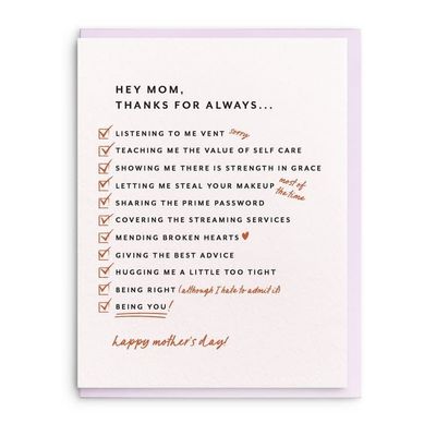 Mom List Letterpress Card