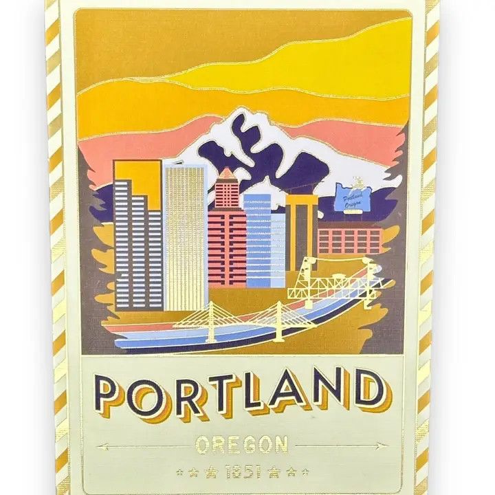 Portland, Oregon Textured Foil Postcard