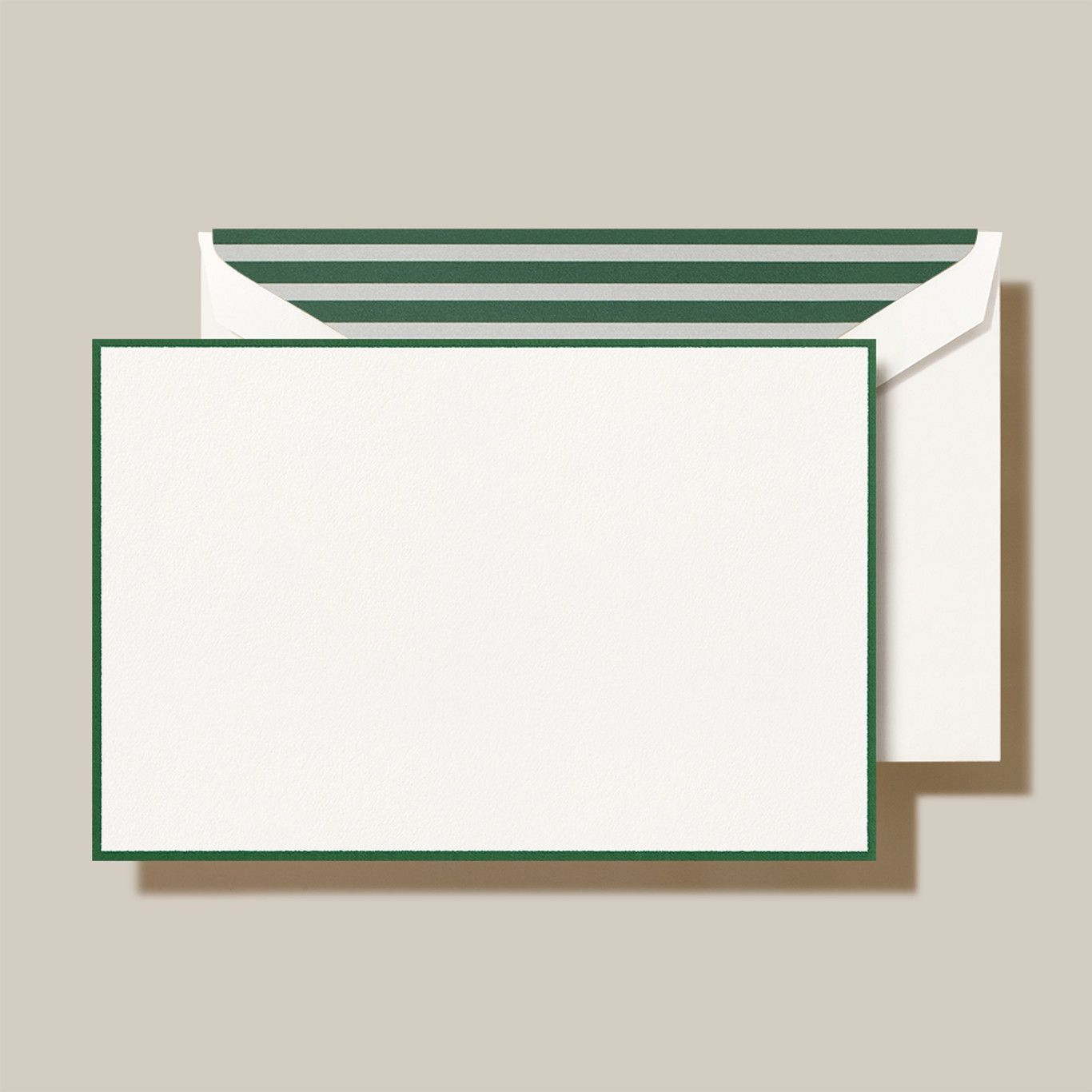 Hunter Green Bordered Pearl White Correspondence Cards (set of 10)