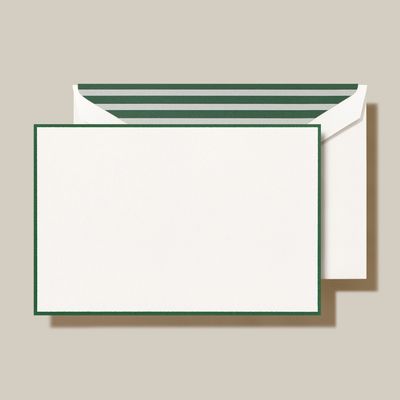 Hunter Green Bordered Pearl White Correspondence Cards (set of 10)