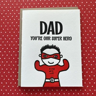 Dad Super Hero Letterpress Card