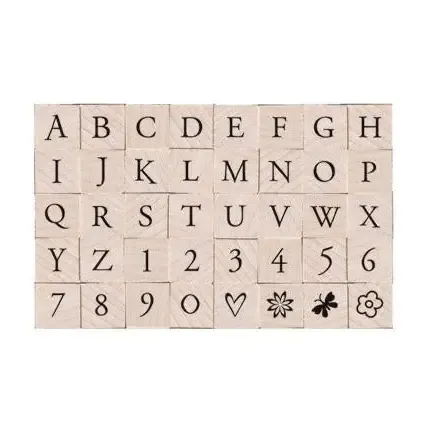 Printer's Type Uppercase Alphabet Woodblock Stamp Set