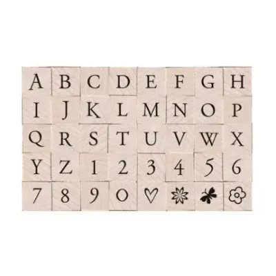 Printer's Type Uppercase Alphabet Woodblock Stamp Set