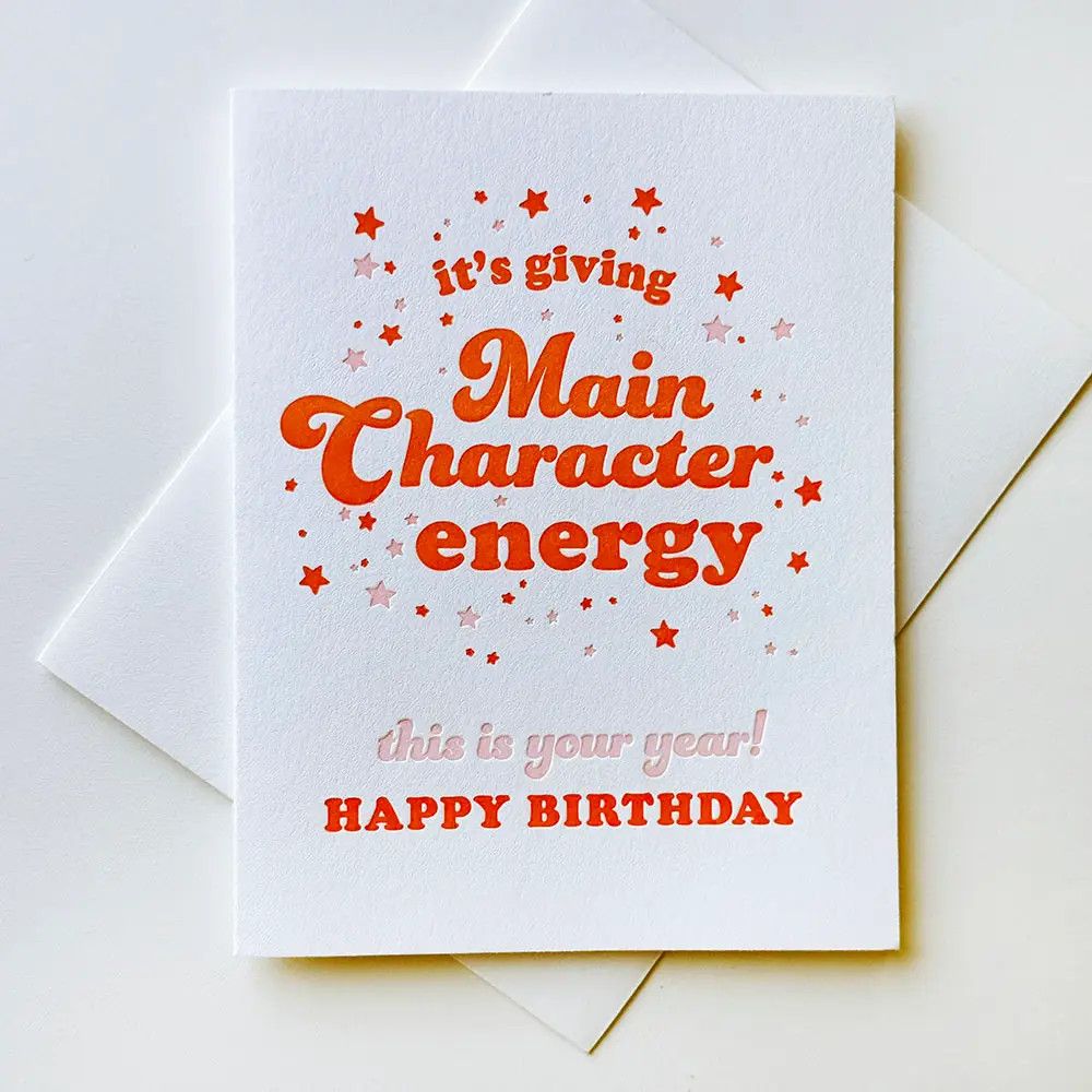 Main Character Letterpress Birthday Card