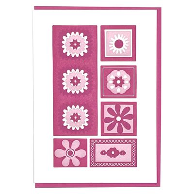 Flower Quilt Letterpress Greeting Card