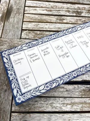 Weekly View Blue Floral Notepad