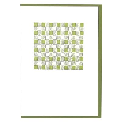 Green Gingham Letterpress Greeting Card