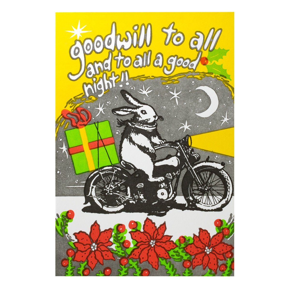 Goodwill To All Rabbit &amp; Motorcycle Letterpress Cards (box of 6)