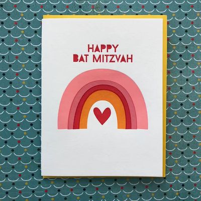Bat Mitzvah Rainbow Letterpress Card