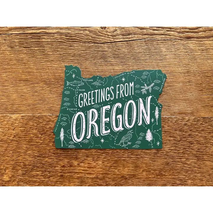 Letterpress Oregon State Postcard