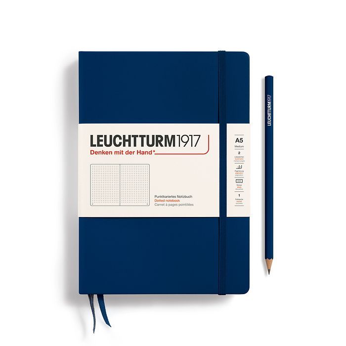 Leuchtturm1917 A5 Medium Hardcover Notebook - Navy, Ruling: Dot Grid