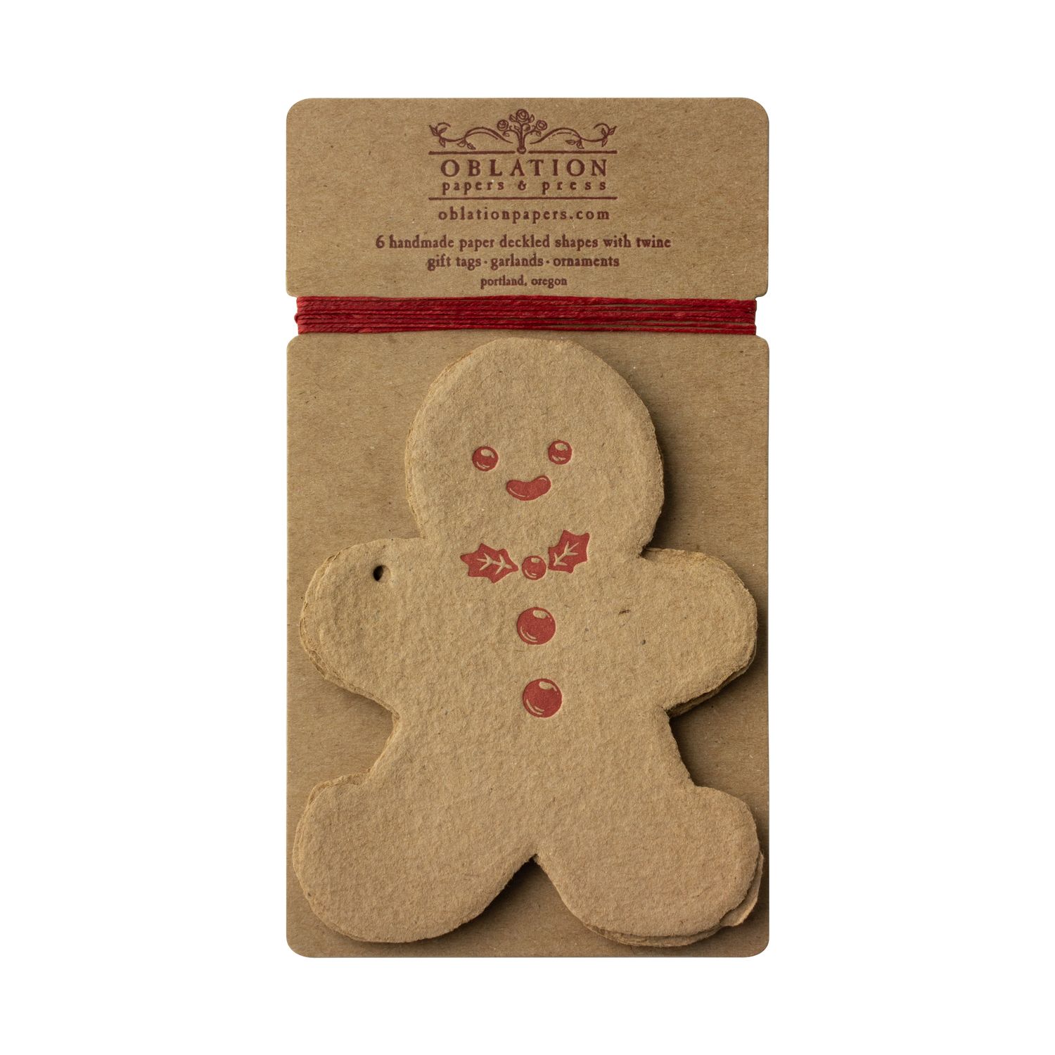 Gingerbread Man Letterpress Gift Tags - Pack of 6