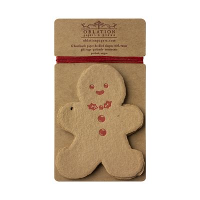 Gingerbread Man Letterpress Gift Tags - Pack of 6