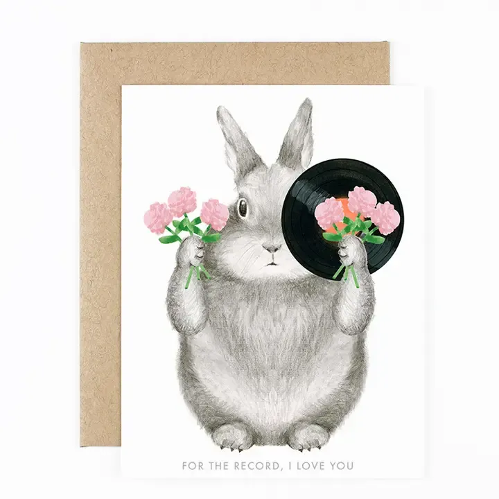 For the Record Bunny Greeting Card