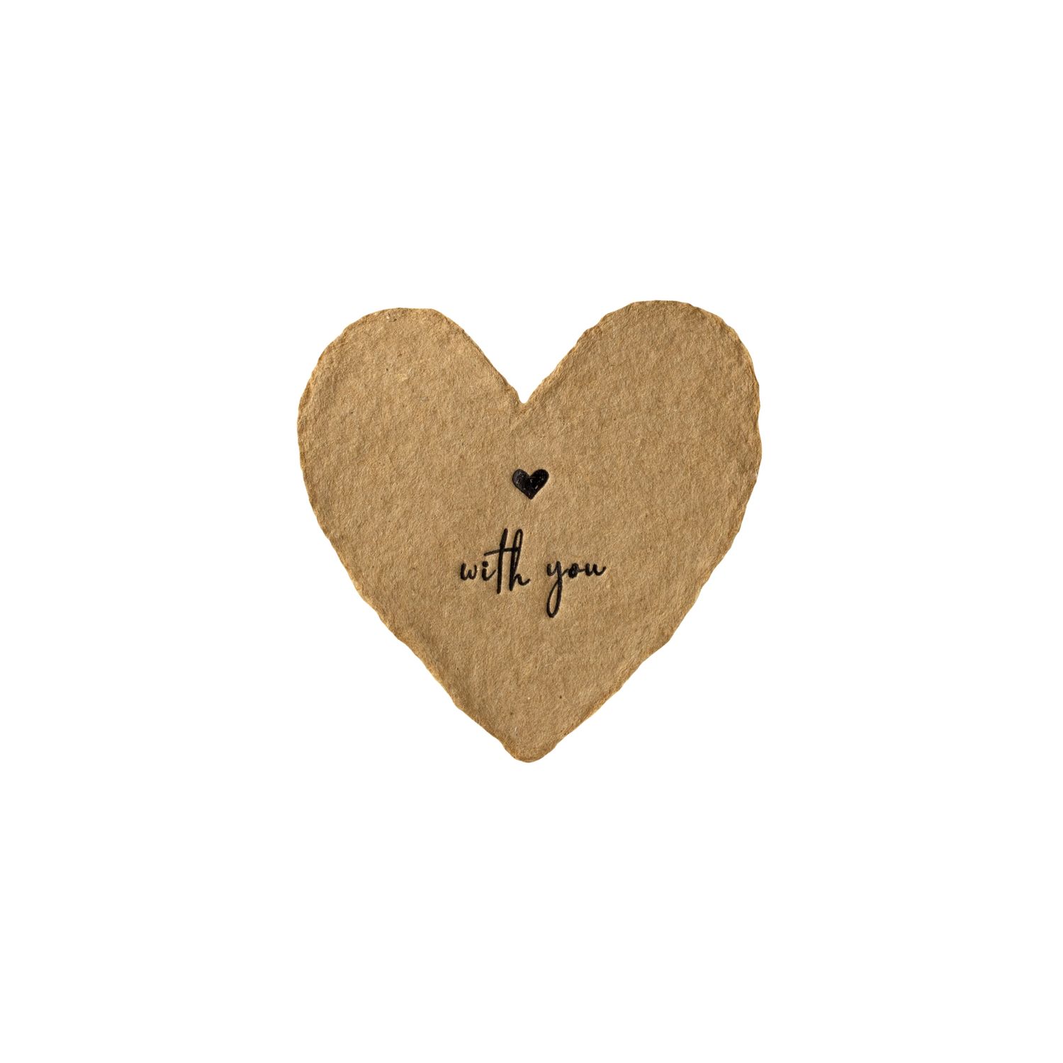 With You Letterpress Foiled Heart Enclosure, Size: Single
