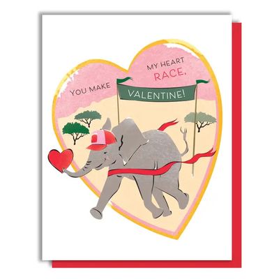 You Make My Heart Race Elephant Card