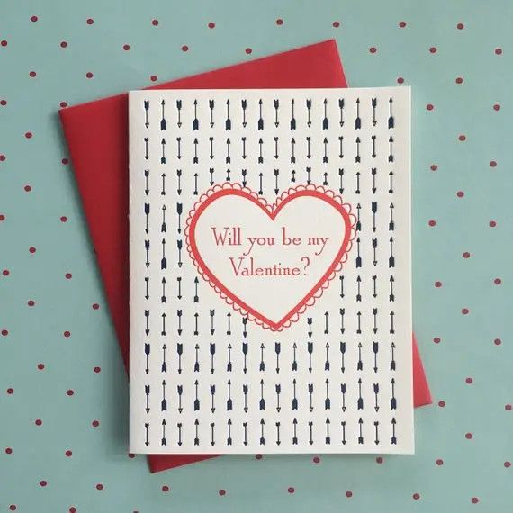 Heart and Arrows Letterpress Valentine's Card