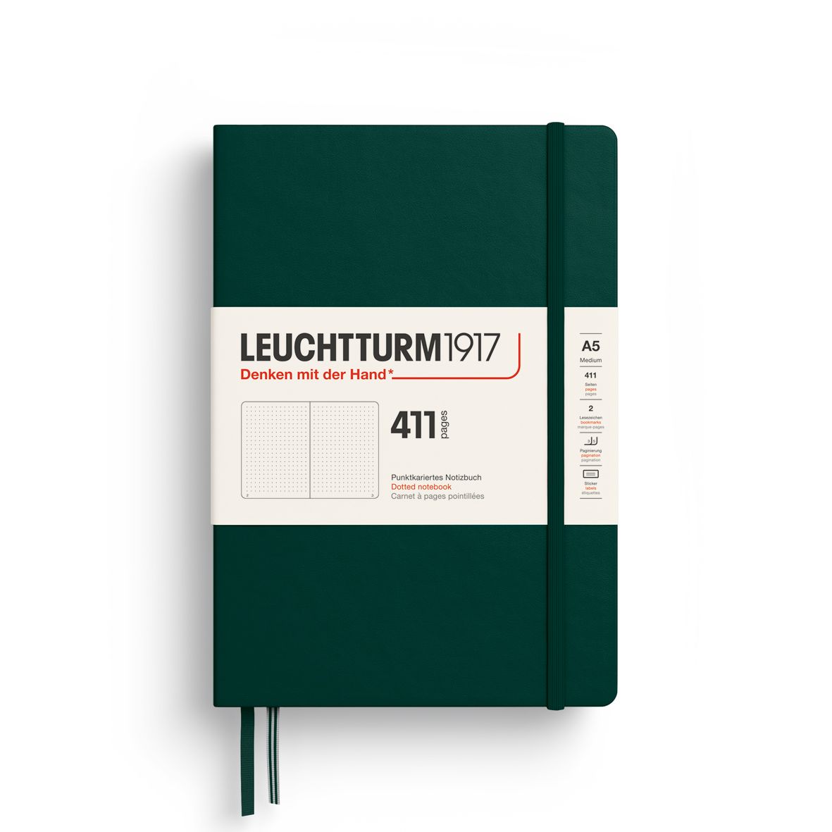 Leuchtturm1917 A5 Medium 411pg Hardcover Notebook - Forest Green, Dotted