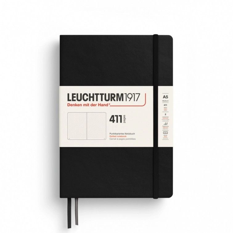 Leuchtturm1917 A5 Medium 411pg Hardcover Notebook - Black, Dotted