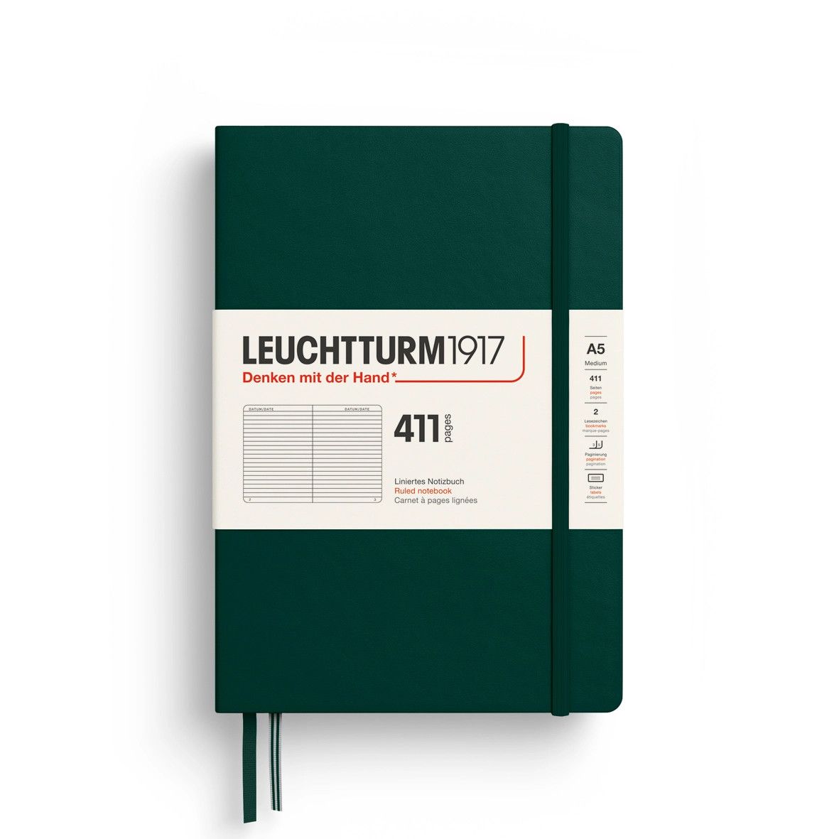 Leuchtturm1917 A5 Medium 411pg Hardcover Notebook - Forest Green, Ruled