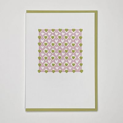 Harlequin Hearts Letterpress Greeting Card