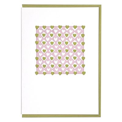 Harlequin Hearts Letterpress Greeting Card