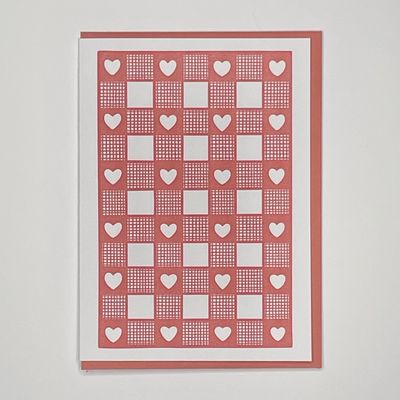 Heart Grid Letterpress Greeting Card