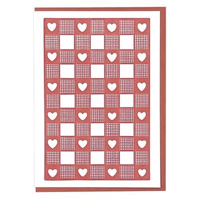 Heart Grid Letterpress Greeting Card