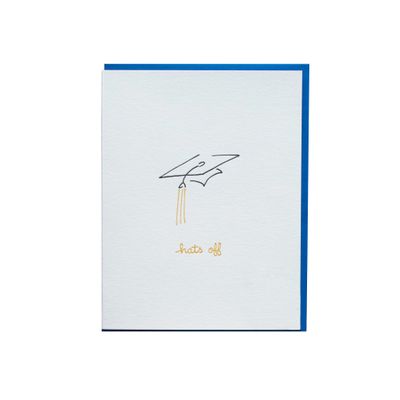 Hats Off Letterpress Graduation Card
