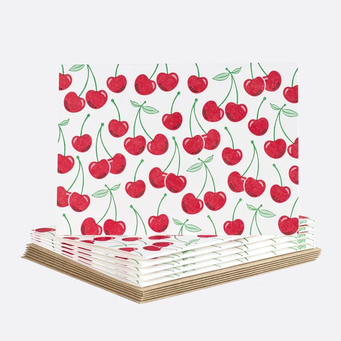 Trendy Cherries Letterpress Cards (pack of 6)