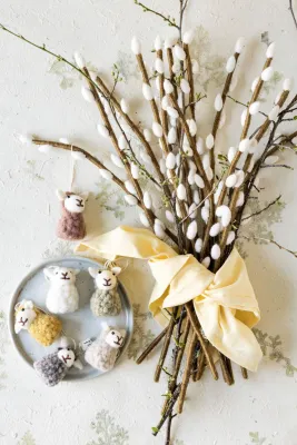 Grey Felt Sitting Sheep