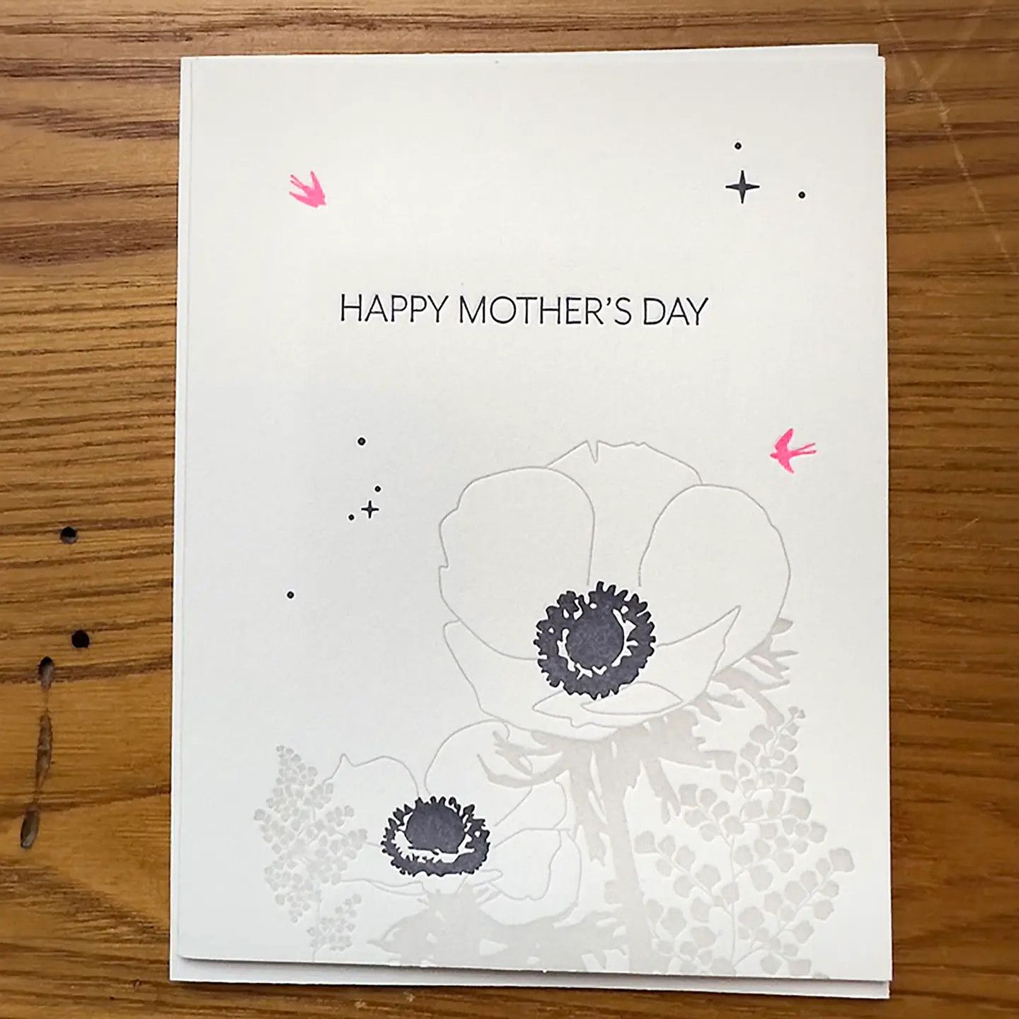 Happy Mother's Day Anemone Flower Letterpress Card