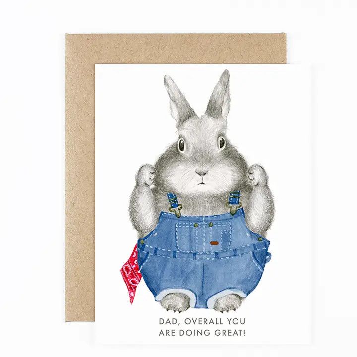 Overalls Bunny Father's Day Card