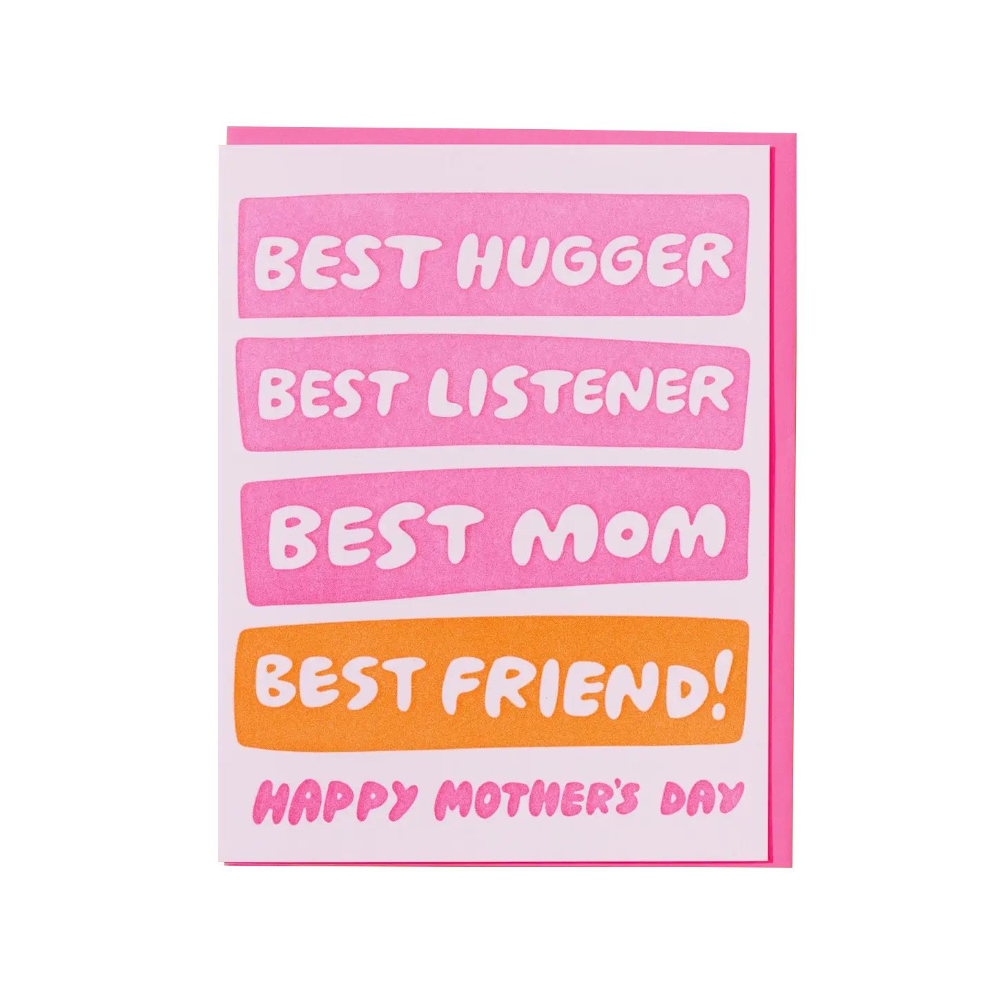 Best Hugger, Listener, Mom Letterpress Card