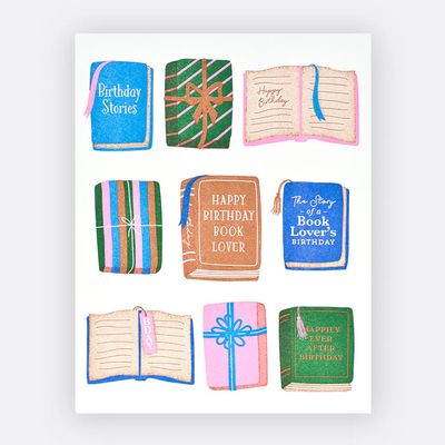 Book Presents Letterpress Birthday Card