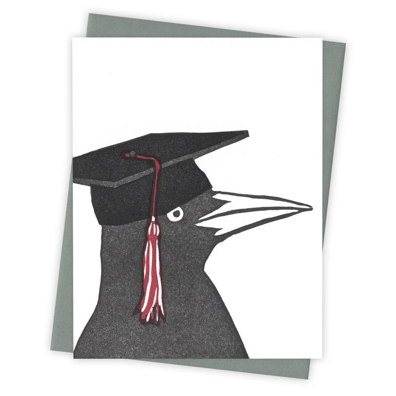 Mortar Board Grackle Letterpress Card