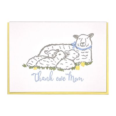 Thank Ewe Mom Letterpress Greeting Card