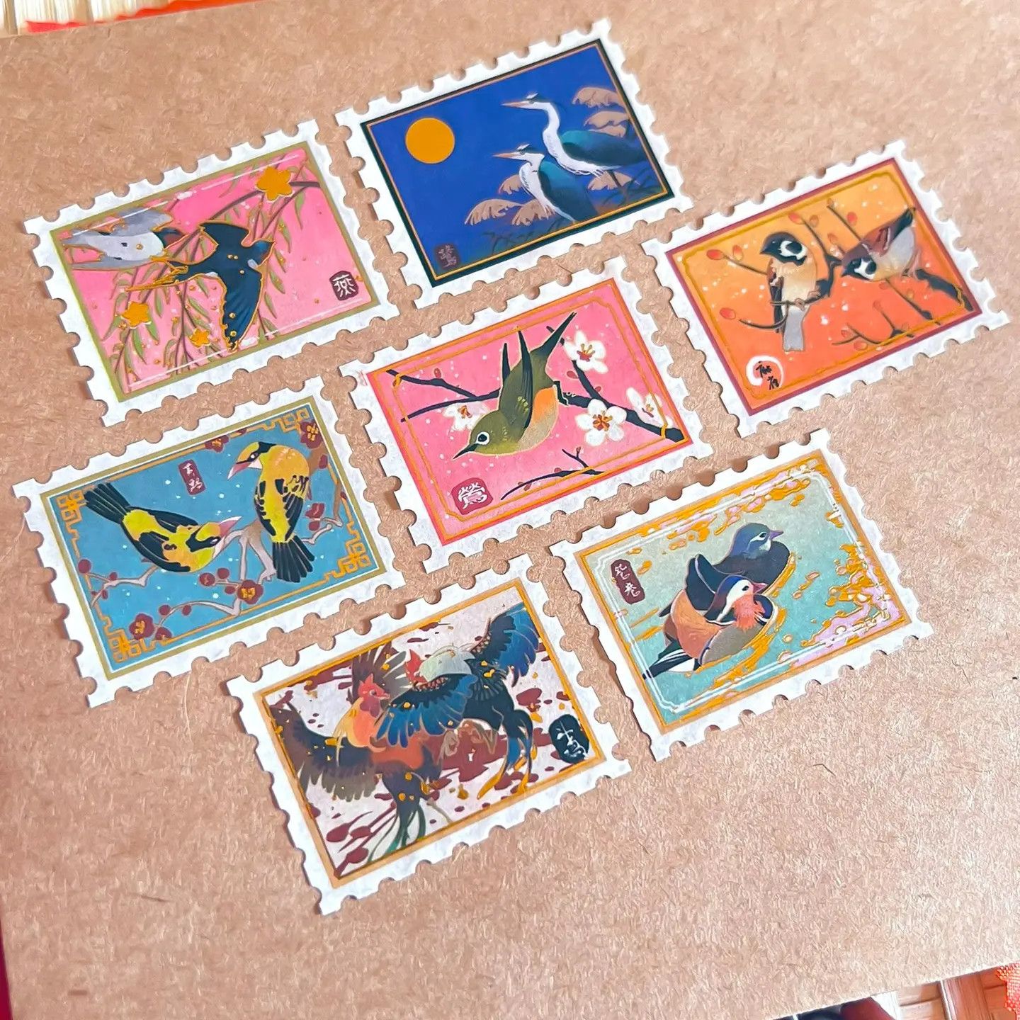 Gold Foil Bird Stamp Washi Tape