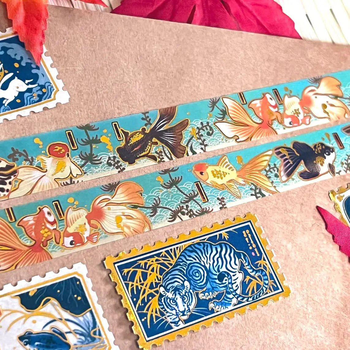Gold Foil Goldfish Washi Tape