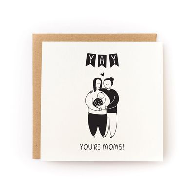 Yay You're Moms Letterpress Card