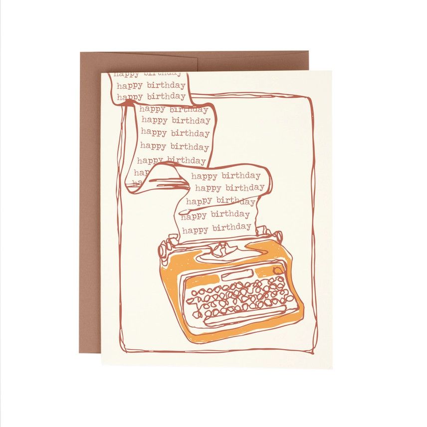 Typewriter Birthday Letterpress Card