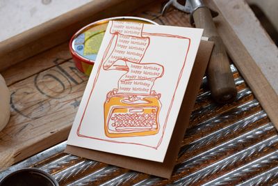 Typewriter Birthday Letterpress Card