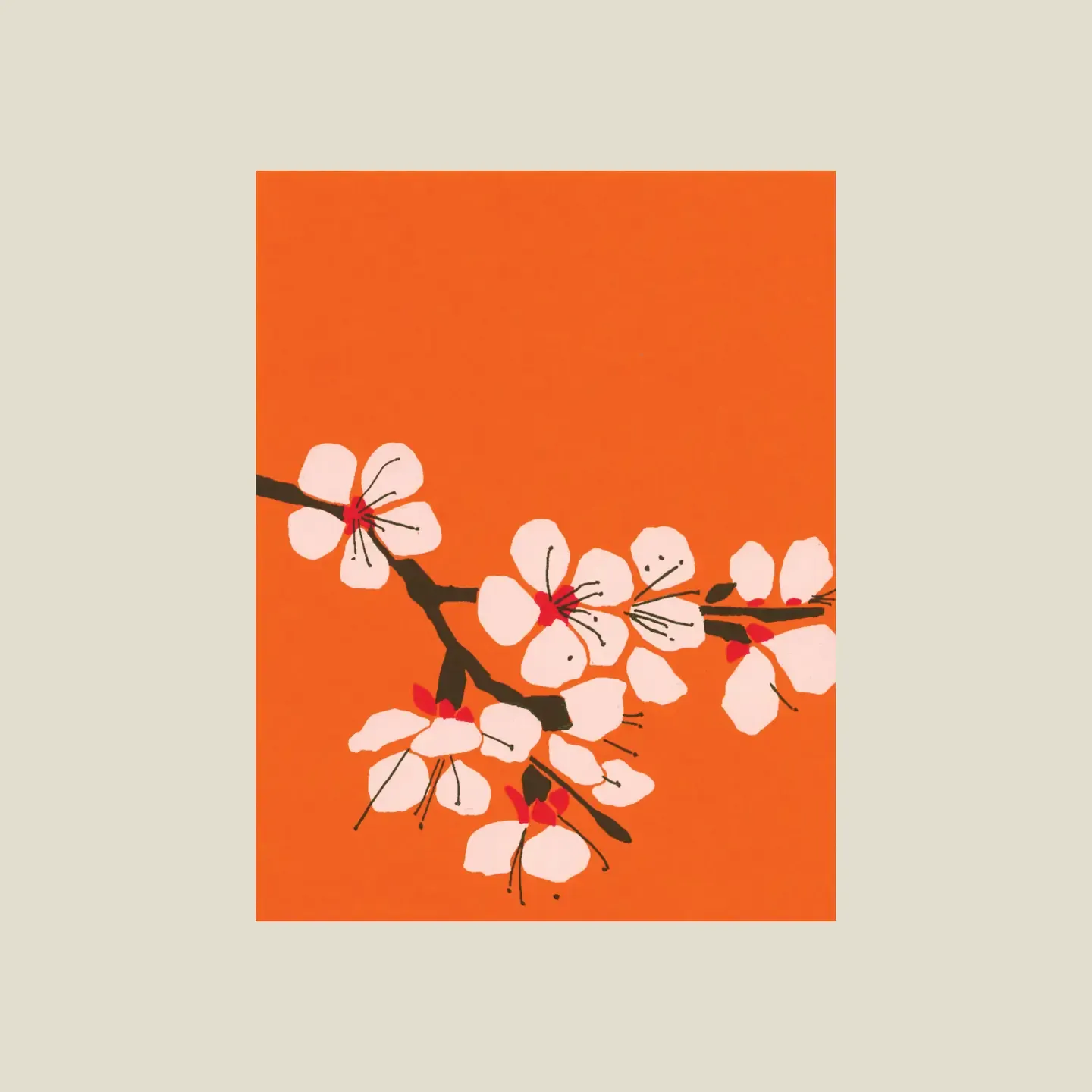 Apricot Blossom Silkscreen Greeting Card