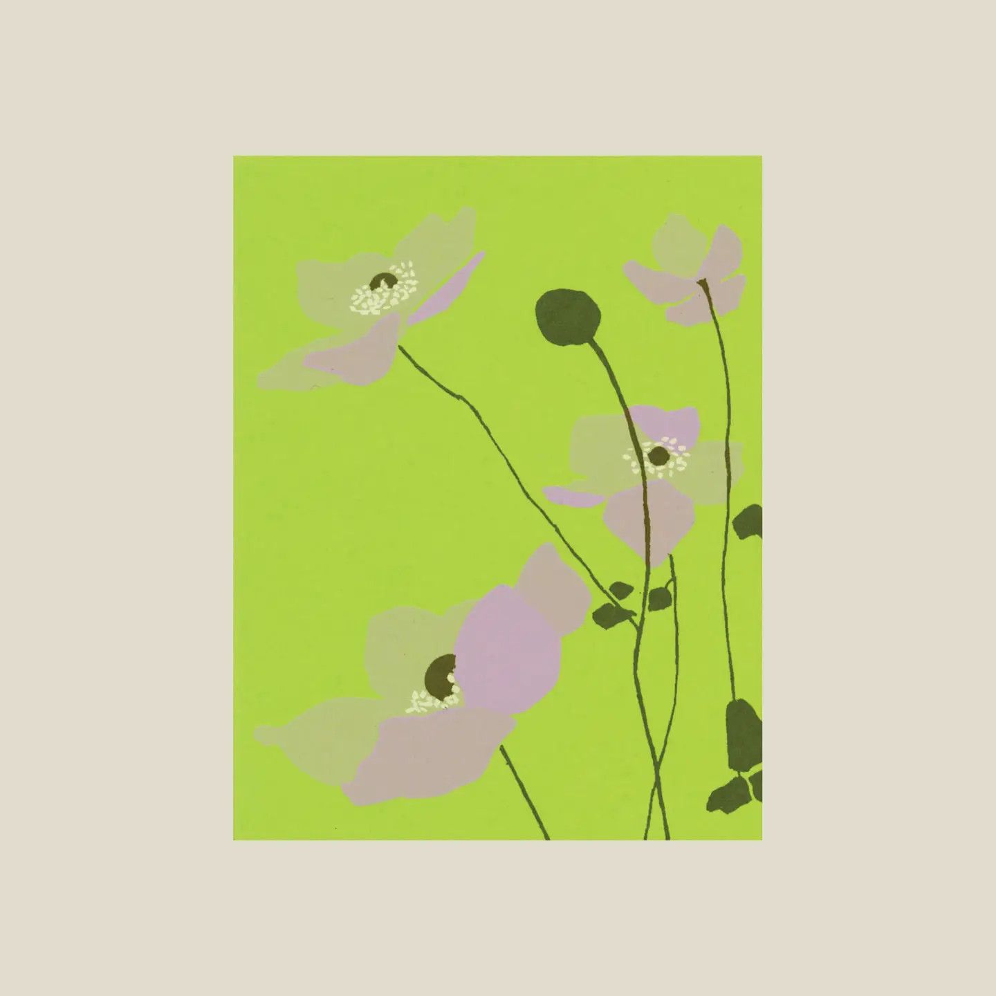 Japanese Anemone Silkscreen Greeting Card
