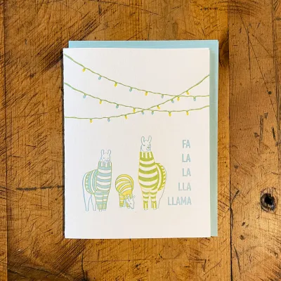 Fa La La Lla Llama Letterpress Card