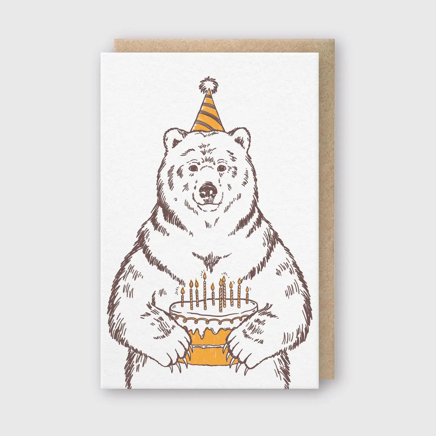 Grizzly Bear Letterpress Birthday Card