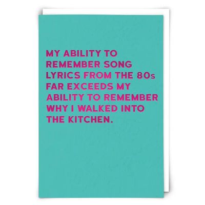 80s Song Lyrics Greeting Card