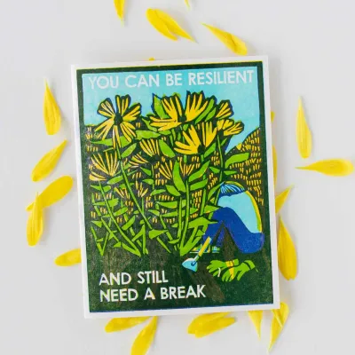 Resilient and Resting Letterpress Encouragement Card
